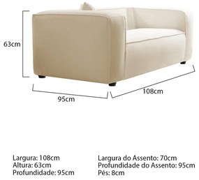 Kit Sofá 2 Lugares 160cm e Poltrona Decorativa Escritório Orgânico Cecília Bouclé - ADJ Decor