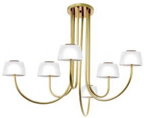 Plafon Mushroom Glass 79X86X82Cm Metal Alumínio E Vidro 12Xg9 - Old Ar... (BRANCO / DOURADO BRILHO)