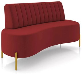 Sofá 2 Lugares Living 135cm Pé Ferro Dourado Maraú Veludo Vermelho K01 - D'Rossi