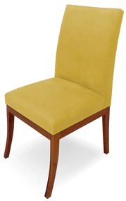 Conjunto 6 Cadeiras Raquel para Sala de Jantar Base de Eucalipto Suede Amarelo