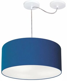 Lustre Pendente Cilíndrico Com Desvio De Centro Md-4147 Cúpula 50x25cm Azul Marinho - Bivolt