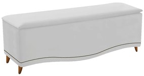 Calçadeira Estofada Yasmim 140 cm Casal Suede Branco - ADJ Decor