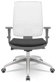 Cadeira Brizza Diretor Grafite Tela Branca Assento Aero Preto com Autocompensador e Base em Alumínio - 65746 Sun House