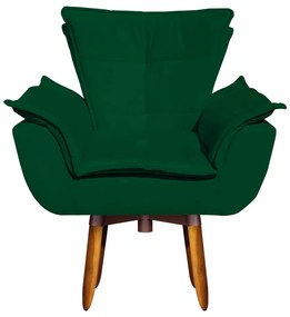 Kit 02 Poltronas Giratória Opala Suede Base Pés Palito 25 cm  - D'Rossi - Verde