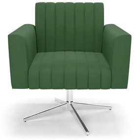 Poltrona Giratória Viena Gomada Suede Verde Base Cromada - D'Rossi