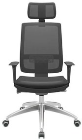 Cadeira Office Brizza Tela Preta Com Encosto Assento Facto Dunas Preto Autocompensador 126cm - 62998 Sun House