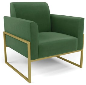 Poltrona Base Industrial Alta Dourado Marisa Suede D03 - D'Rossi - Verde