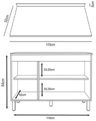 Balcão Gabinete Para Pia 120cm Com Tampo 3 Portas Karen P14 Branco - M