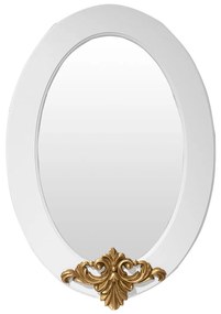 Espelho Lavanda Oval - Branco com Entalhe Dourado Envelhecido Provençal Kleiner