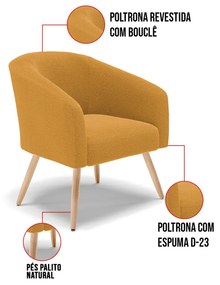 Poltrona Decorativa Pé Palito Natural Stella Bouclê D03 - D'Rossi - Mostarda