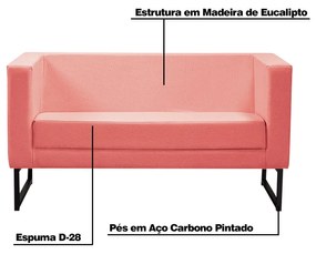 Sofá Decorativo Sala de Estar Velma Pés Metal Linho Coral G17 - Gran Belo