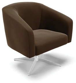 Poltrona Decorativa Giratória Cromada Stella Suede D03 - D'Rossi - Marrom