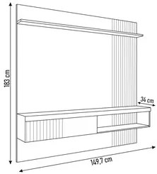 Painel para TV Suspenso 55 Pol. Helen C01 Fendi/Havana - Mpozenato