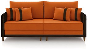 Sofá Living Montecarlo 2 Lugares Bipartido 212cm Pés em Madeira Veludo/PU Terracota/Marrom G33 - Gran Belo