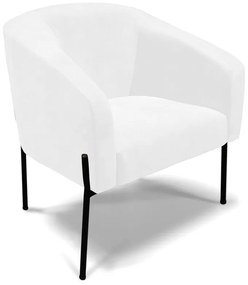 Poltrona Decorativa Pé de Ferro Preto Stella Sintético PU D03 - D'Rossi - Branco