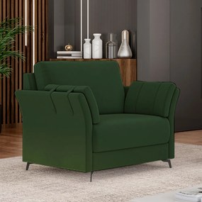 Kit 2 Poltronas Decorativas Violet Pés em Alumínio Preto Veludo Verde G45 - Gran Belo