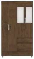 Guarda Roupa Solteiro 102cm Com Espelho Ideal Imbuia Rústico - Vila Ri