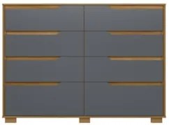 Cômoda Para Quarto 8 Gavetas 147cm Parma M07 Freijó/Cinza - Mpozenato