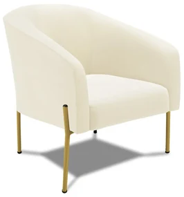 Poltrona Decorativa Pé de Ferro Dourado Stella Cotelê Int/Veludo Off White D03 - D'Rossi