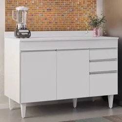 Balcão Gabinete para pia com Tampo 120cm Michigan Branco - Lumil