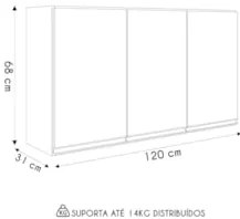 Armário de Cozinha Aéreo 120cm Maly N03 Carvalho/Off White - Mpozenato