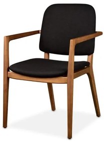 Cadeira Alexandra com Braço Linho Preto com Estrutura Castanho Claro Fosco - 74101 Sun House