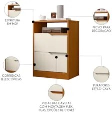 Mesa de Cabeceira com Gavetas Kit 2 Sole Flex Cinamomo/Off - Albatroz