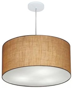 Lustre Pendente Cilíndrico Md-4220 Cúpula em Tecido 55x30cm Palha - Bivolt