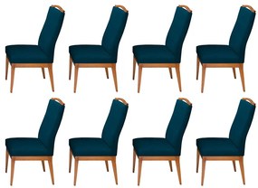 Conjunto 8 Cadeiras Decorativa Lara Veludo Azul Marinho