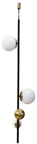 Pendente Organic Vertical Ø45X150Cm Alumínio E Globo Ø12Cm / Ø20Cm 1Xg... (BZ-M / DR-P - Bronze Metálico / Dourado Brilho Polido Verniz)