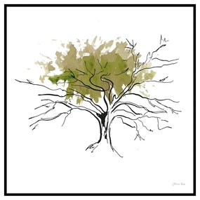 Quadro Decorativo Figurativo Arvore da Vida Folhagem Central Verde e Preto - CZ 44055