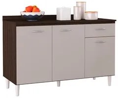 Balcão Cozinha Pia 120cm com Tampo Classic P11 Chocolate/Off - Mpozena