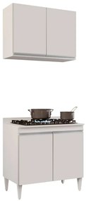 Kit Armário Aéreo e Balcão para Cooktop de Cozinha 02 Portas Diana 80 cm - D'Rossi - Branco