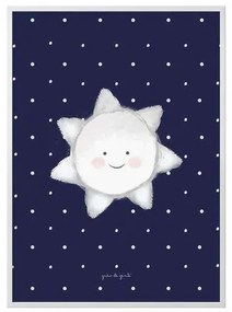 Quadro Mdf Estrela Sol Azul Marinho 40cm Grão de G