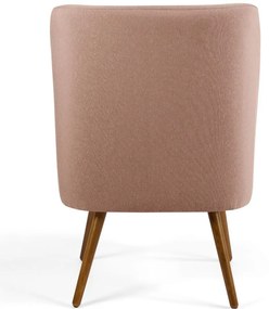 Poltrona Decorativa Sala de Estar Pés Palito Megara Algodão Rosa G15 - Gran Belo