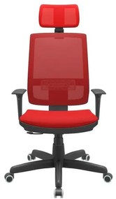 Cadeira Office Brizza Tela Vermelha Com Encosto Assento Aero Vermelho RelaxPlax Base Standard 126cm - 63631 Sun House