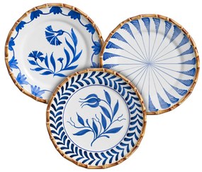Jogo de 06 Pratos de Sobremesa Colorfull Handmade Cerâmica  Azul