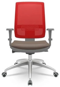 Cadeira Brizza Diretor Grafite Tela Vermelha com Assento Vinil Marrom Base Autocompensador Aluminio - 65789 Sun House