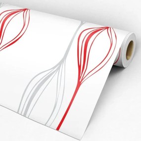 Papel de parede adesivo casual linhas cinza e vermelha