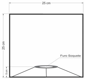 Cúpula em tecido quadrada abajur luminária cp-25/25x25cm algodão crú