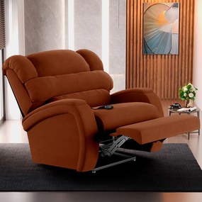 Poltrona do Papai Sala de Cinema Reclinável Kylie Controle Power Elétrico Veludo Terracota G23