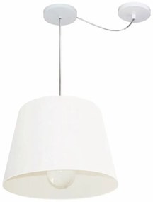 Lustre Pendente Cone Com Desvio de Centro Vivare Md-4274 Cúpula em Tecido 30x40cm - Bivolt