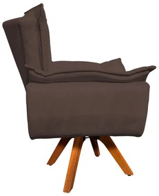 Kit 02 Poltronas Giratória Opala Suede Marrom Base Madeira MM30 D'Rossi