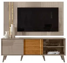 Rack Com Painel Para TV Até 65 Pol. Cronos Fendi/Naturale - Madetec