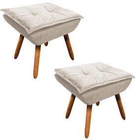 Puff Banqueta Decorativo Pé Palito Kit 2 Opala Suede Bege D03 - D'Rossi