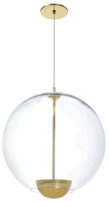 Pendente Globo Led Integrado Ø30X36Cm Metal E Globo Ø30Cm 02 Pci X 5,5... (BRANCO / DOURADO BRILHO, AMBAR)