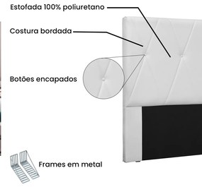 Cabeceira Aquilla Para Cama Box King 195 cm Corino - D'Rossi - Branco