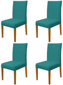 Kit 4 Cadeiras de Jantar Milan Veludo Azul Tiffany
