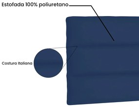 Cabeceira Painel La Italiana Para Cama Box Solteiro 90 cm Suede Azul Marinho - D'Rossi