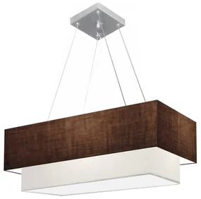 Lustre Pendente Retangular Café e Branco MJ-4322 Para Mesa de Jantar e Estar